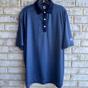 Foot Joy Short Sleeve Navy Blue/White Paisley Print Polo Shirt Men's Size L